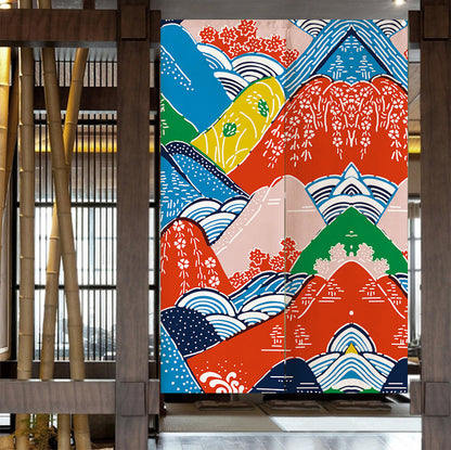 Colorful Mountains Door Curtain