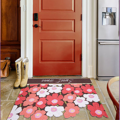 Cute Red Flower Cutting Entrance Door Mat