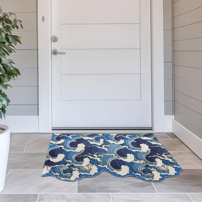 Japanese Blue Wave Entrance Door Mat