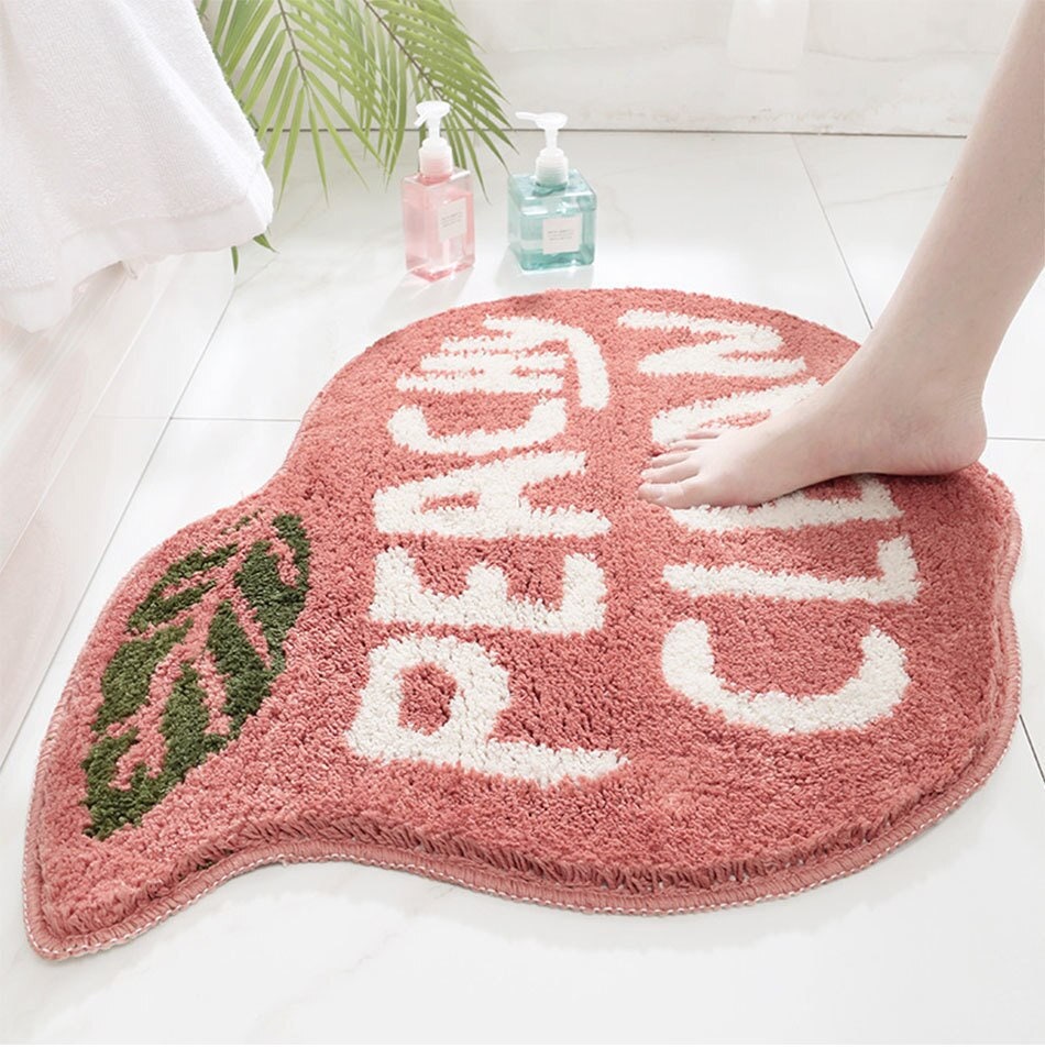 Cute Peach Lemon Bath Mat - Plush Microfiber Bathroom Rug | Absorbent Non-Slip Washable Rug