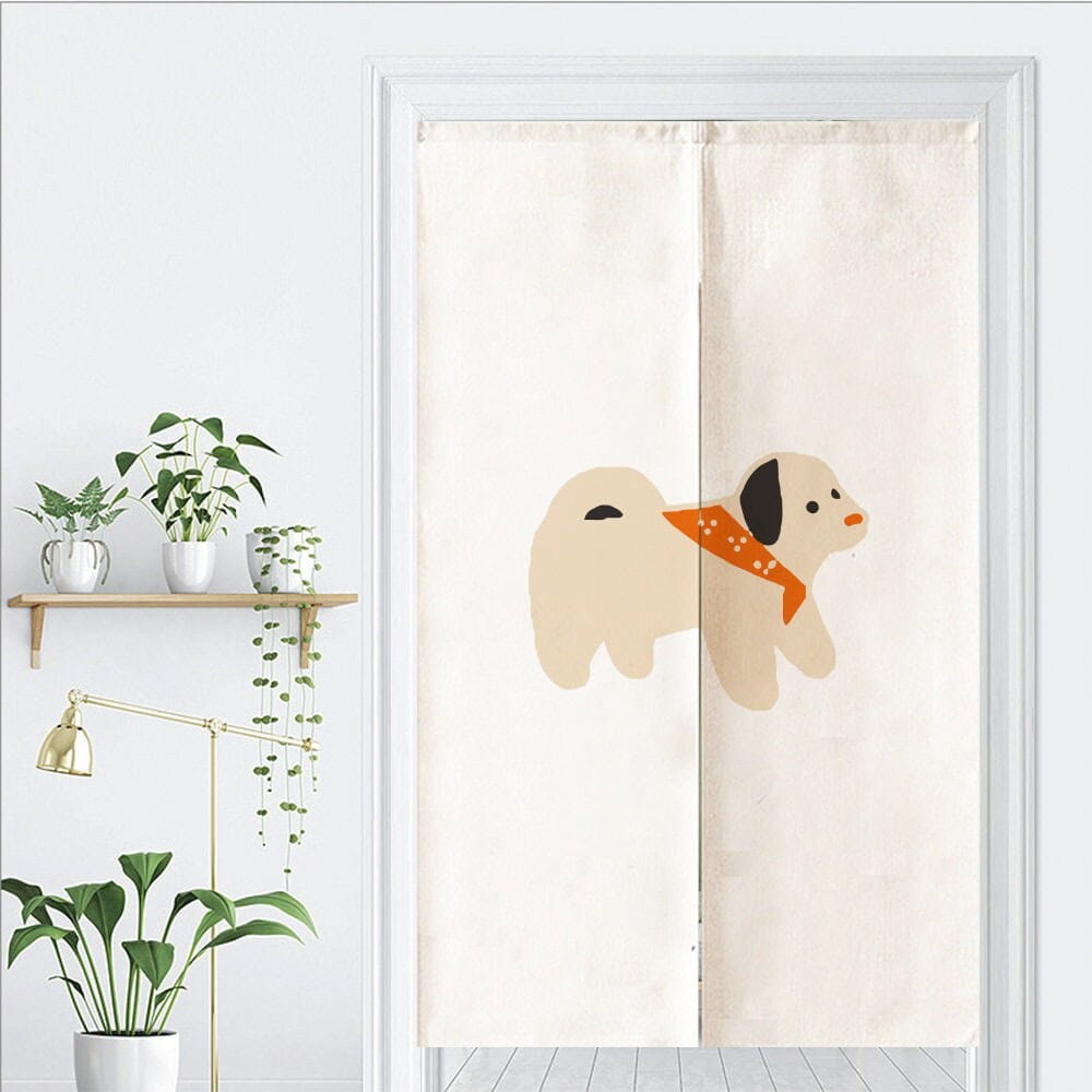 Aesthetic Hand Draw Cute Dog Art Print Doorway Curtain Noren image 1