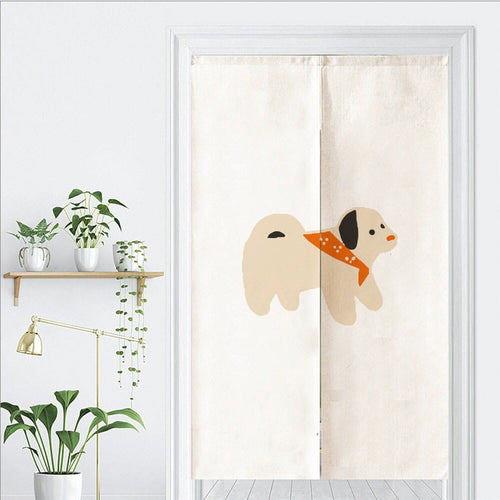 Aesthetic Hand Draw Cute Dog Art Print Doorway Curtain Noren image 1