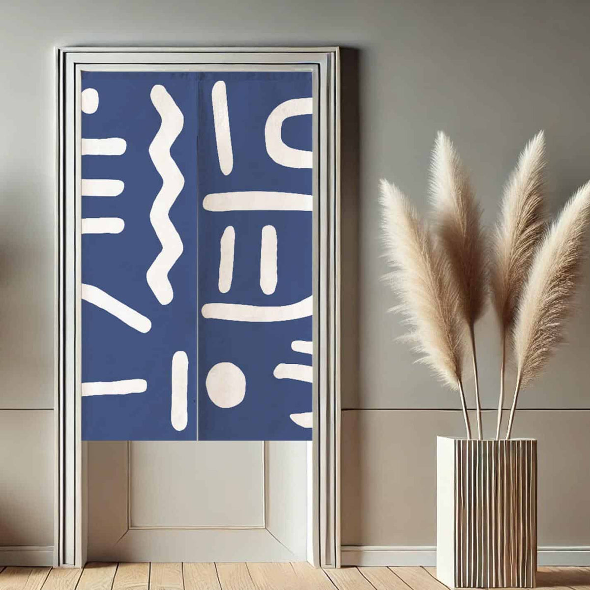 Blue Abstract Noren Curtain image 1