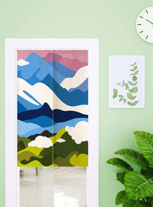 Snow Mountain Landscape Art Doorway Noren Curtain image 0