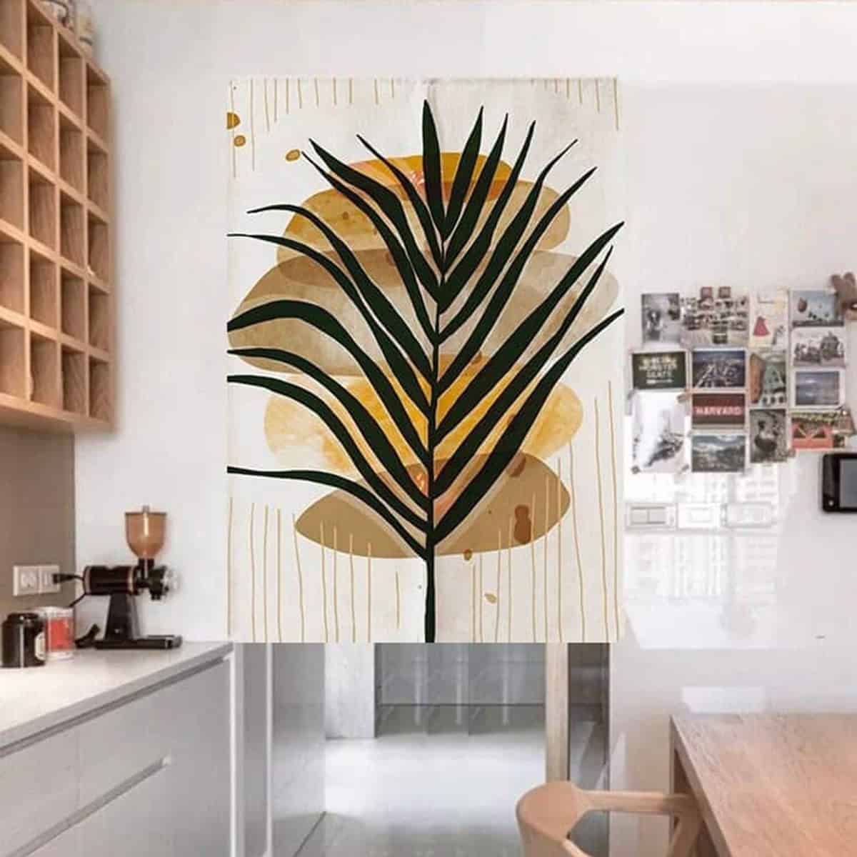 Abstract Modern Green Art Print Doorway Curtain Noren image 0