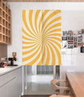 Abstract Bright Yellow Curvy Line Art Doorway Curtain Noren image 0