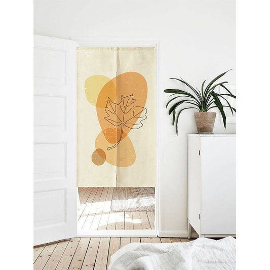HandDrawn Color Blocks Maple Leaf Pattern Doorway Noren Curtain image 0
