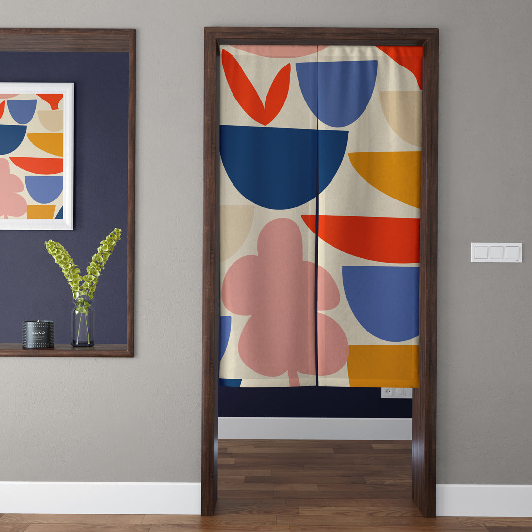Modern Matisse Abstract Geometric Semicircle Doorway Curtain Noren Danish Pastel Divider