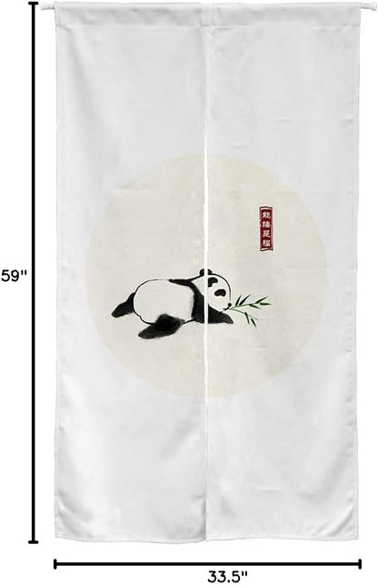Chinese Ink Panda Black and White  Doorway Curtain
