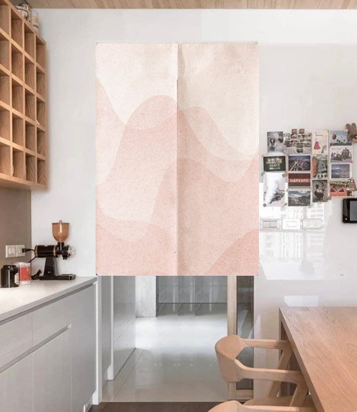 Gradient Pink Wavy Art Print Doorway Curtain Noren image 1