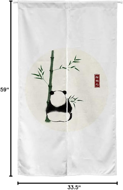 Chinese Ink Panda Black and White  Doorway Curtain