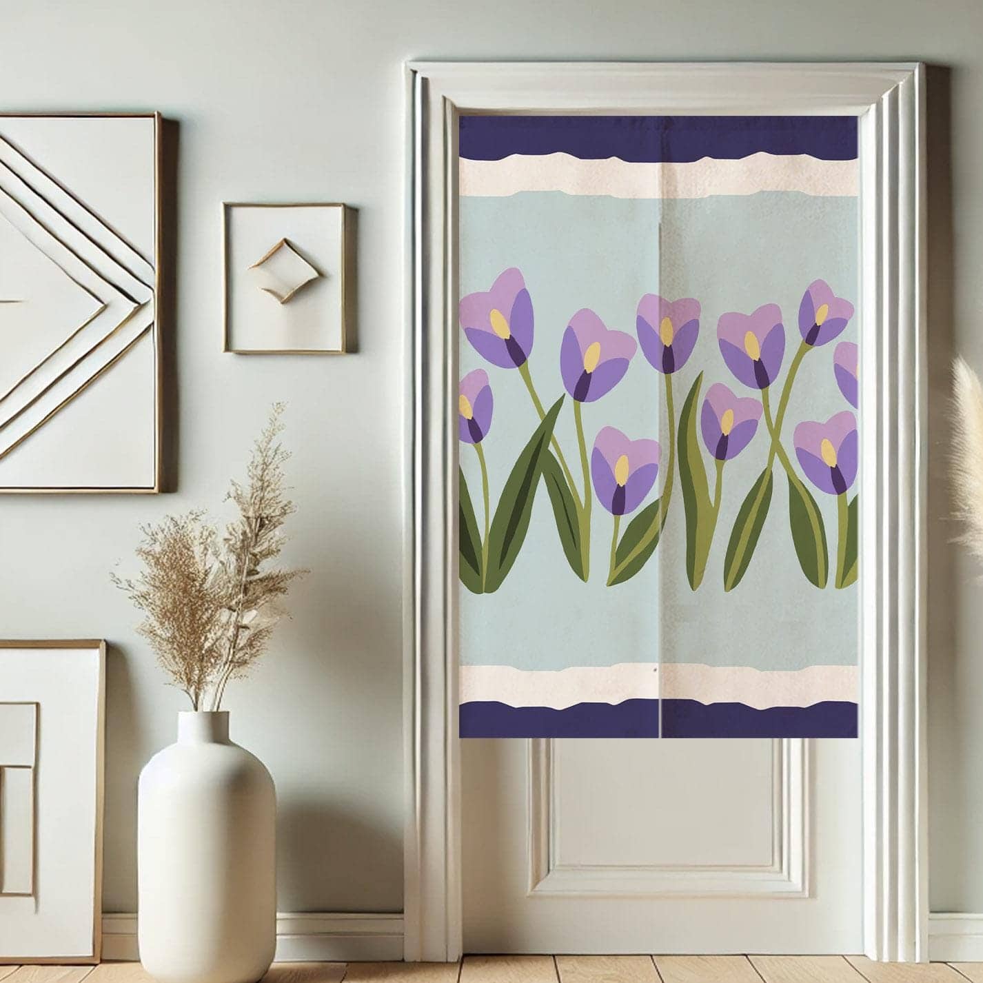 Purple Tulip Noren  Doorway Curtain image 0