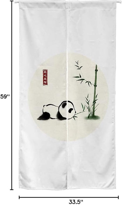 Chinese Ink Panda Black and White  Doorway Curtain