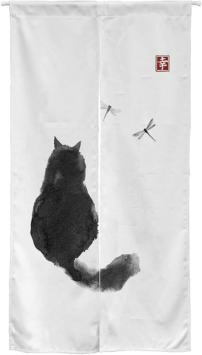 Ink and black and white painting Doorway Curtain