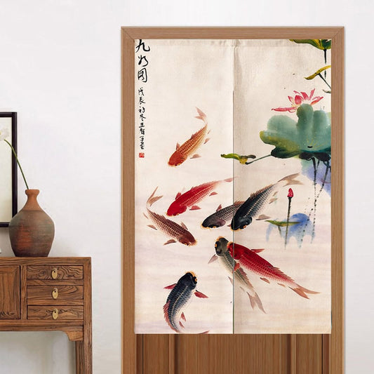 Chinese Ink Painting Koi Fish  Doorway Curtain image 0