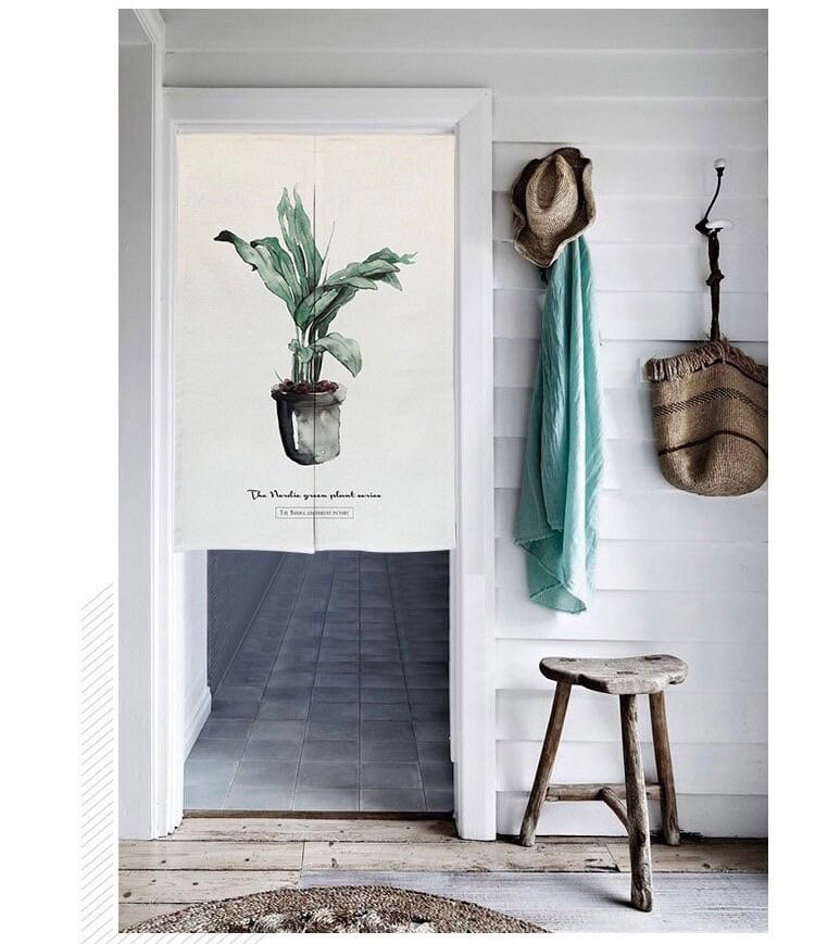 Watercolour Kentia Palm Painting Doorway Noren Curtain image 4