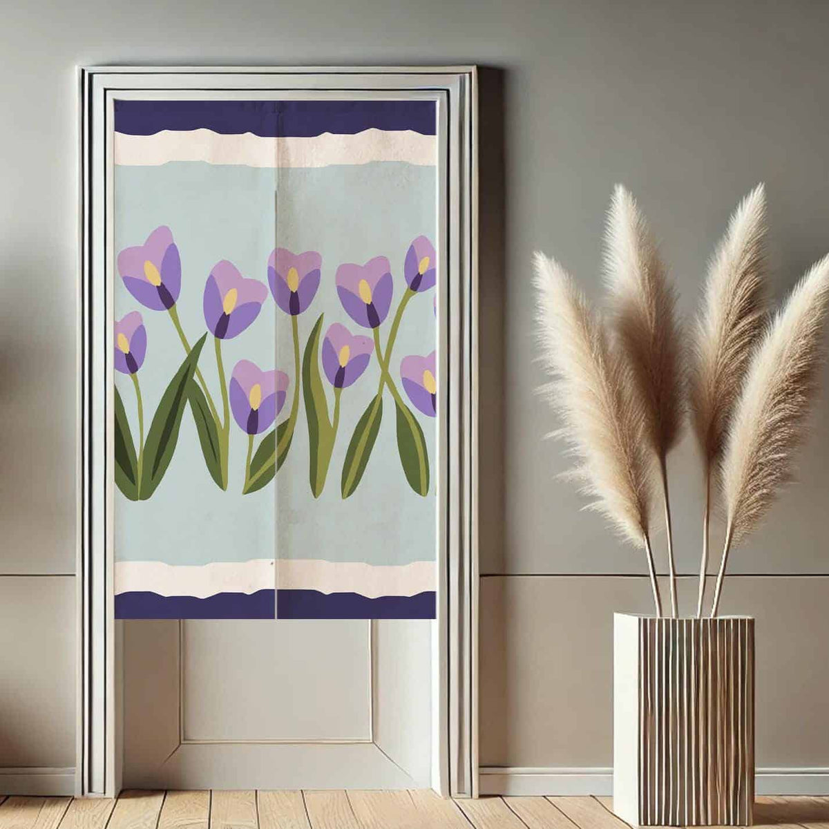 Purple Tulip Noren  Doorway Curtain image 1
