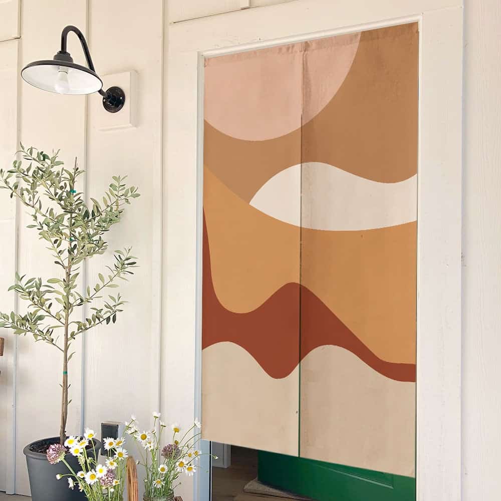Moon on a brown background Doorway Noren Curtain image 9