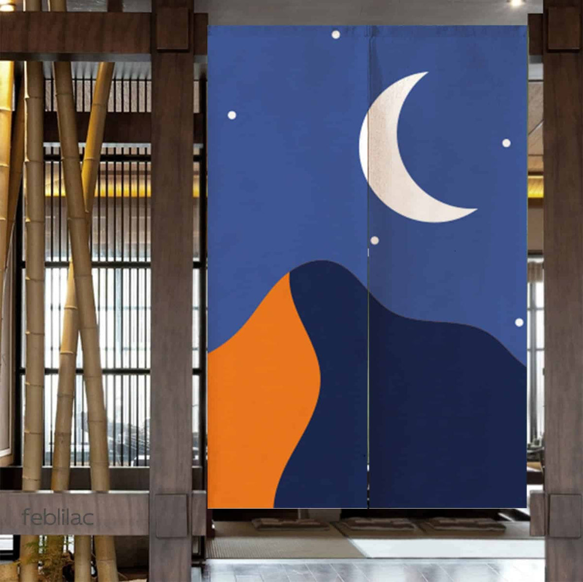 Stars Moon and Mountains Door Curtain image 3