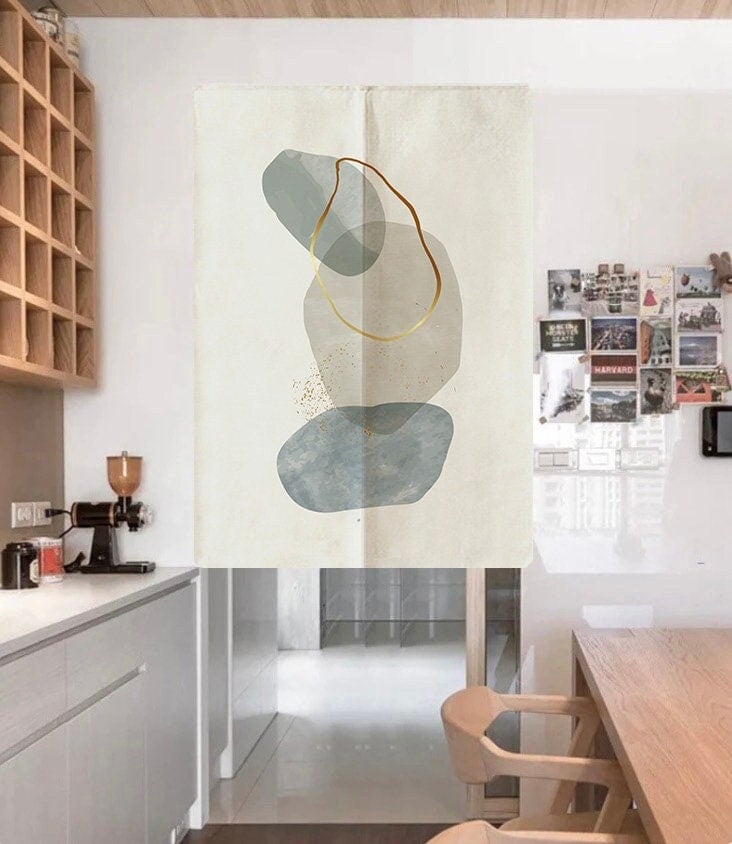Abstract Modern Art Watercolor Shades Doorway Curtain Noren image 0