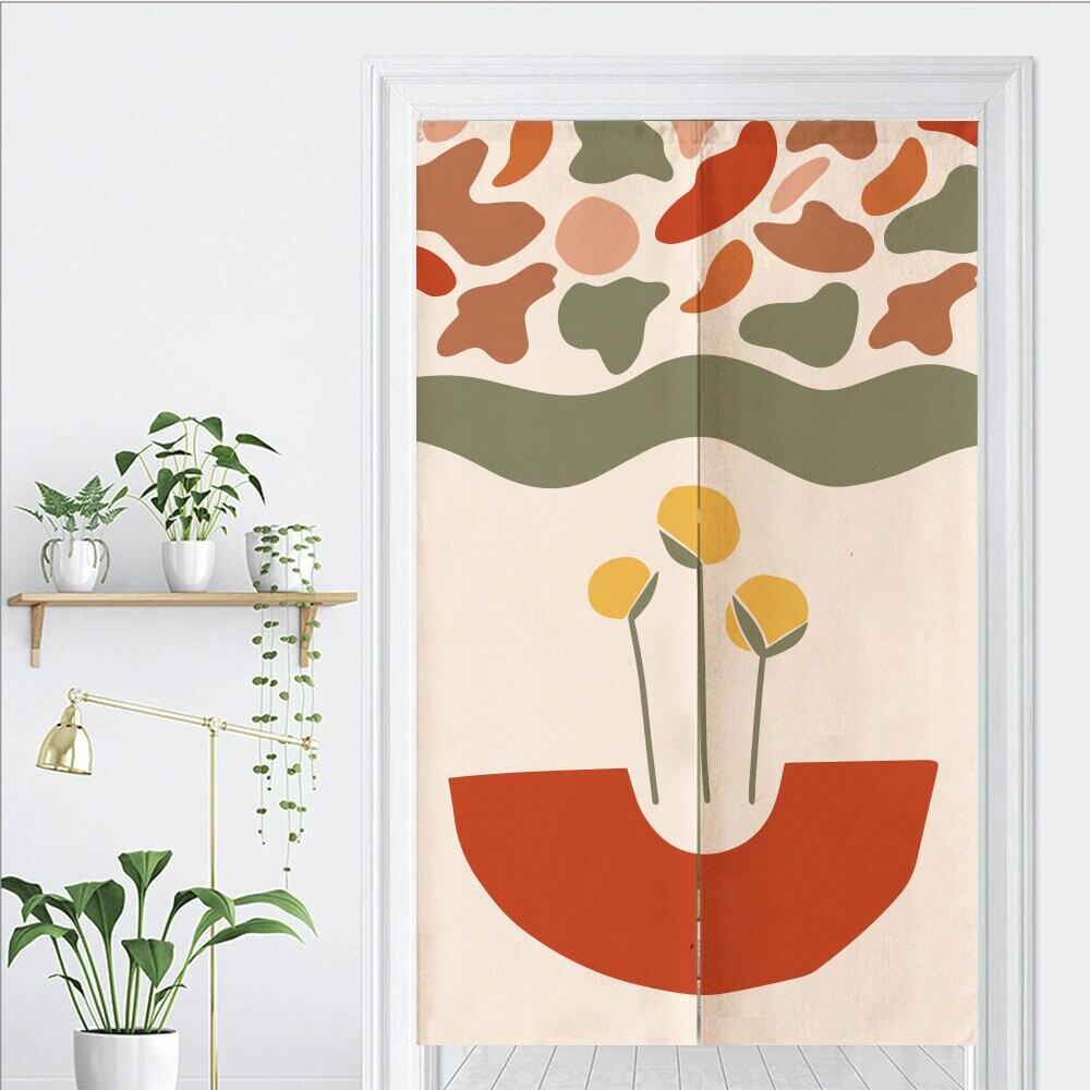 Red Semicircle Pattern Door Curtain image 1