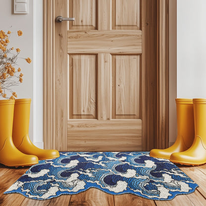 Japanese Blue Wave Entrance Door Mat