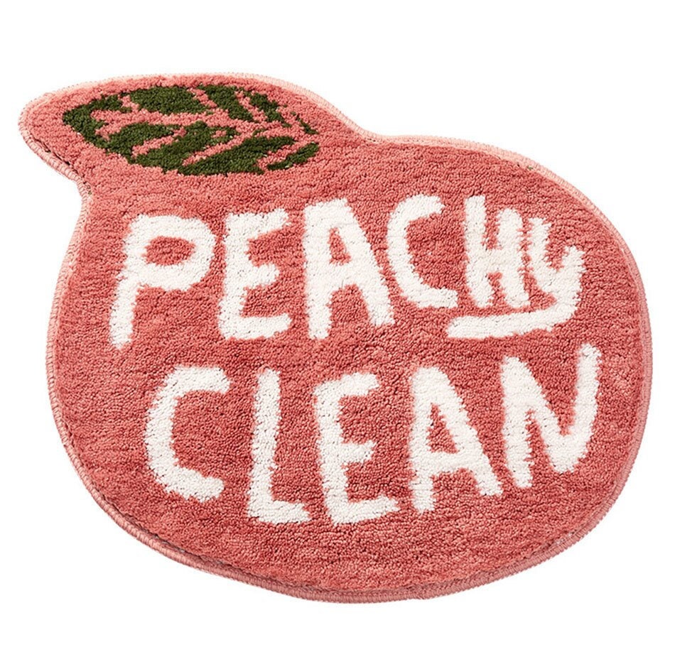 Cute Peach Lemon Bath Mat - Plush Microfiber Bathroom Rug | Absorbent Non-Slip Washable Rug