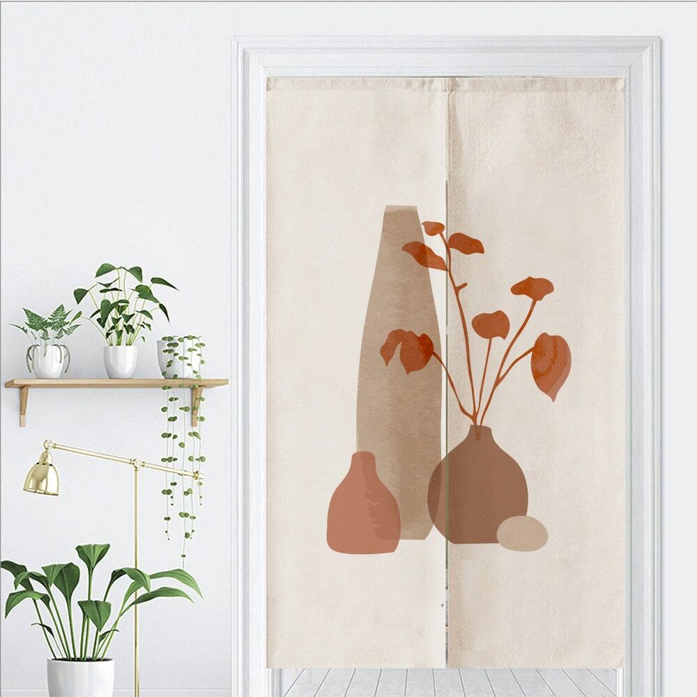 Brown Dried Flowers Doorway Noren Curtain image 1