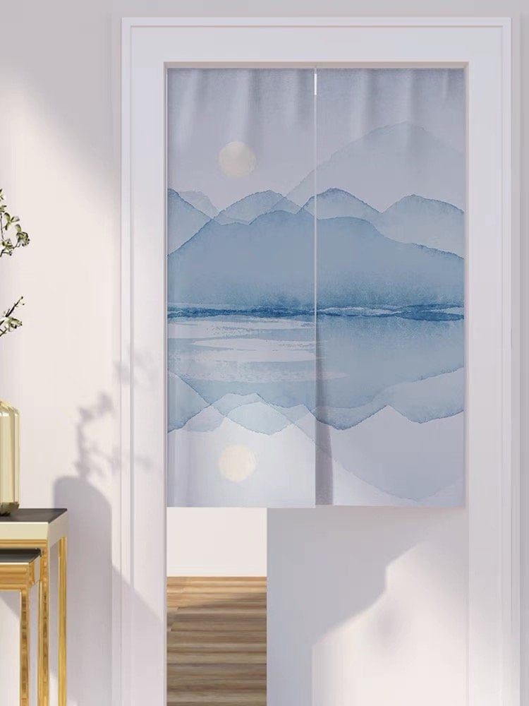 Blue Mountain Doorway Noren Curtain image 1