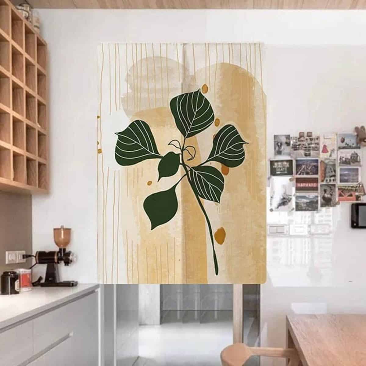 Abstract Modern Green Art Print Doorway Curtain Noren image 0