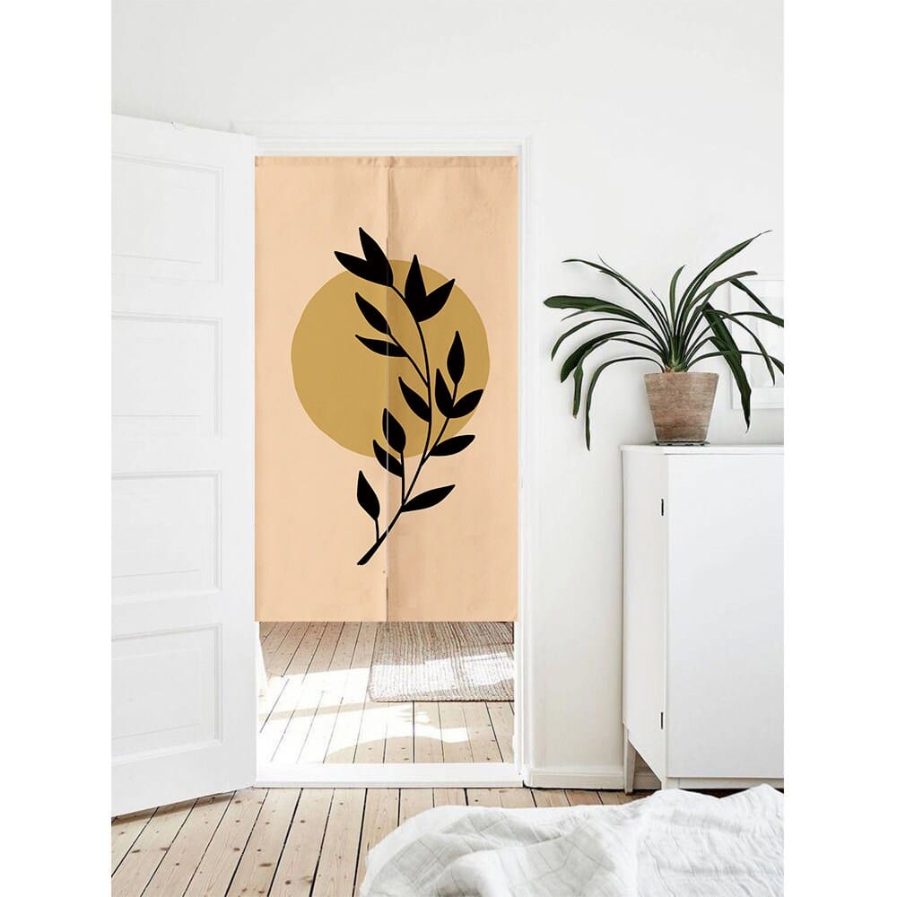 Hand Drawn Pastel Leaves Pattern Doorway Noren Curtain image 0