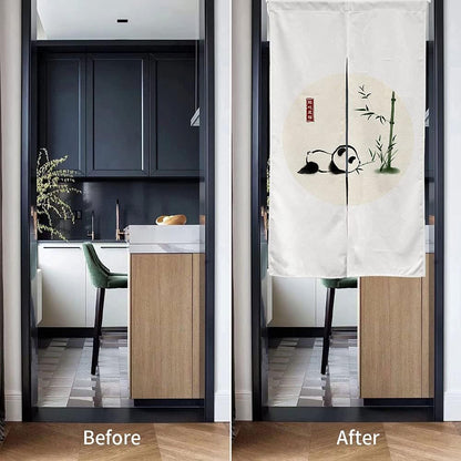 Chinese Ink Panda Black and White  Doorway Curtain