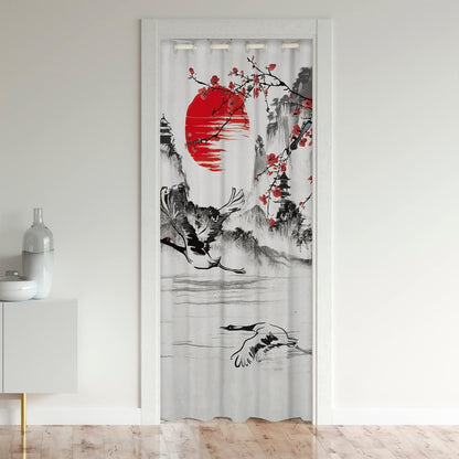 Sunrise plum blossom scenery  Door Curtain
