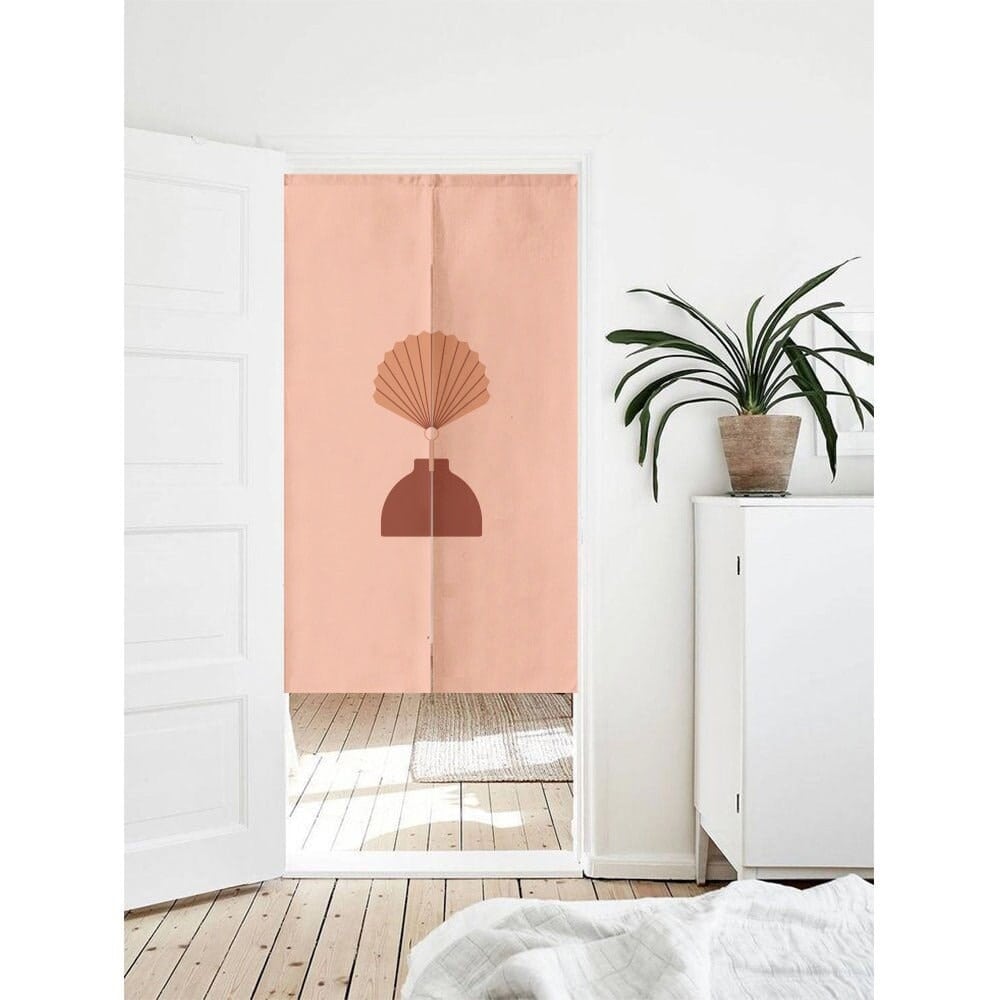 Pink background small flower pattern  Doorway Entrance Curtain Noren image 0