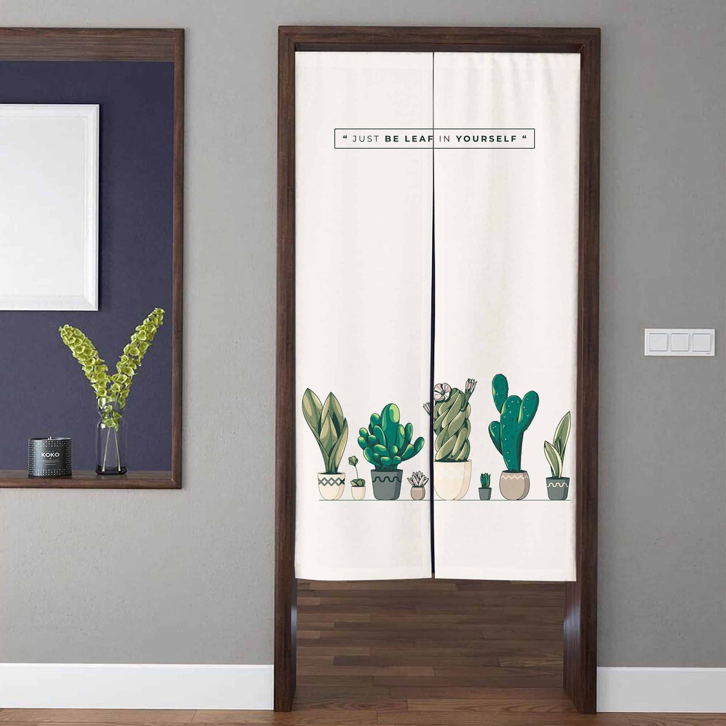 Minimalist Modern Potted Cactus & Succulent Doorway Curtain Noren Quote Room Divider