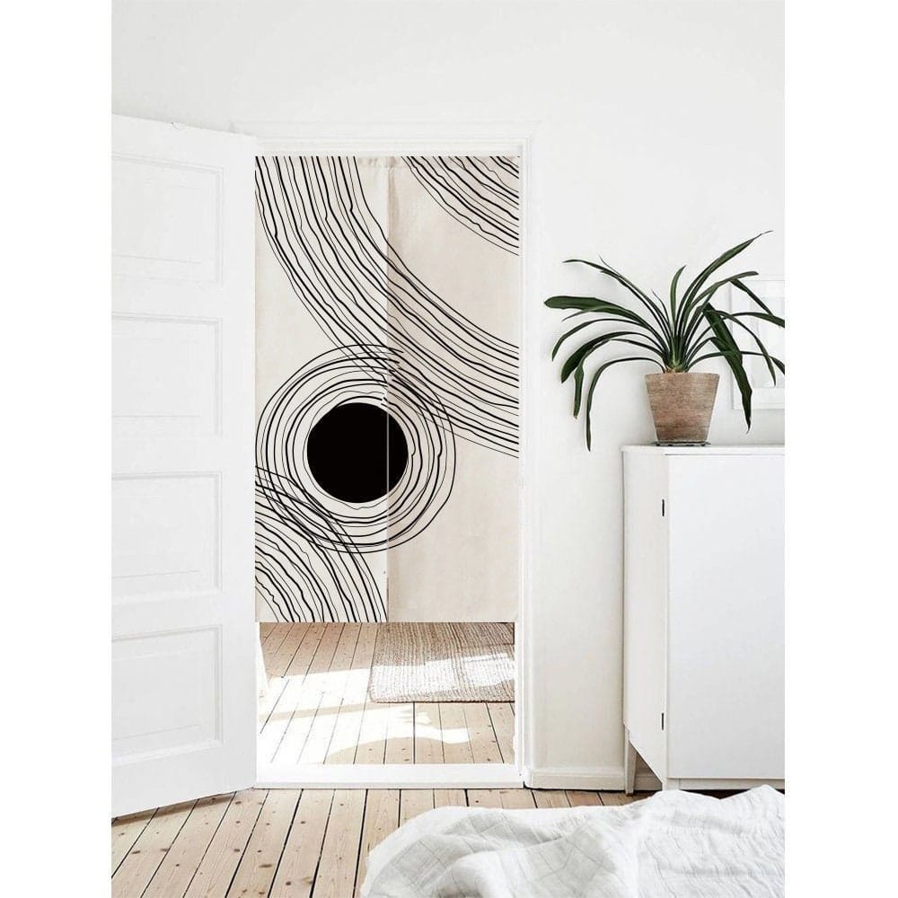 Watercolour Line Black White Doorway Noren Curtain image 0