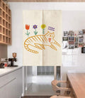 Aesthetic Hand Draw Cute Cats Art Print Doorway Curtain Noren image 0