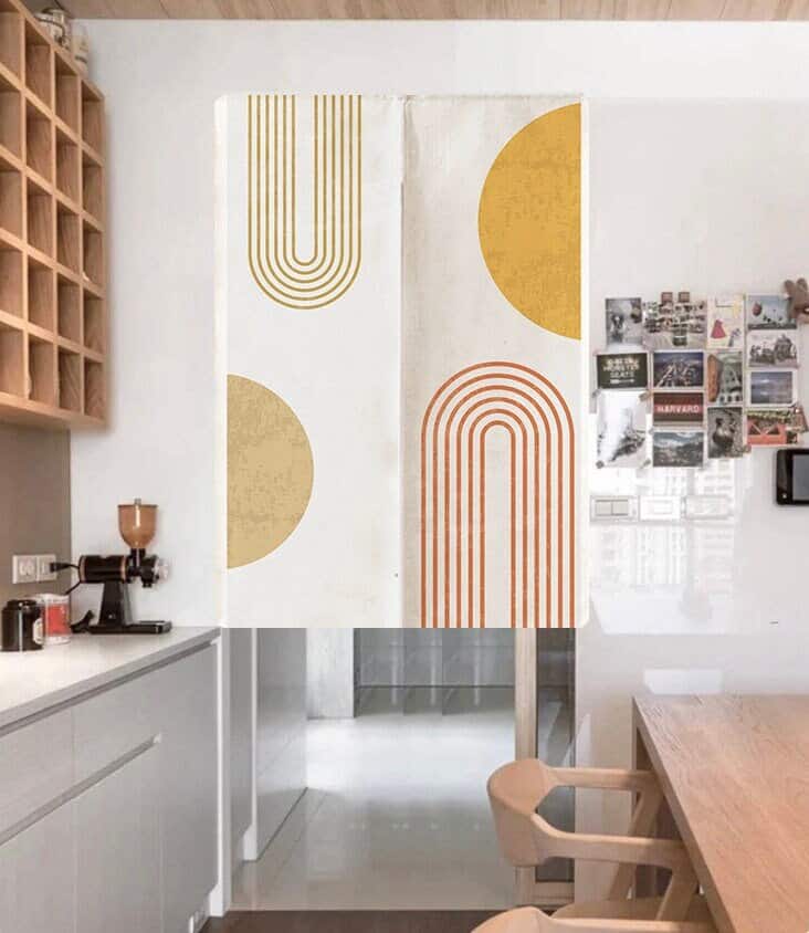 Pink arch line pattern Doorway Curtain Noren image 0