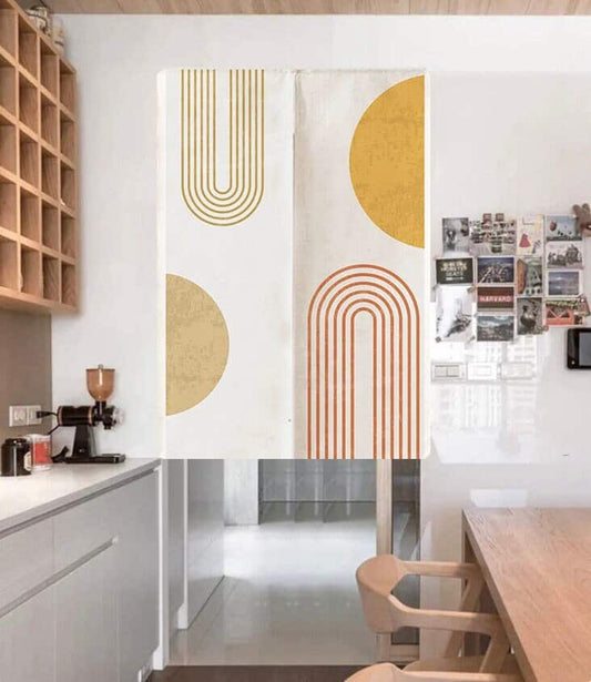 Pink arch line pattern Doorway Curtain Noren image 0