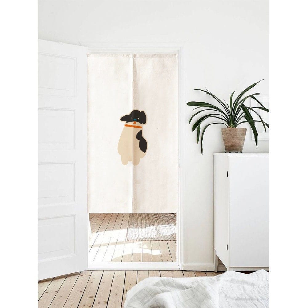Hand Drawn Cute Cartoon Dog Art Print Doorway Curtain Noren image 0