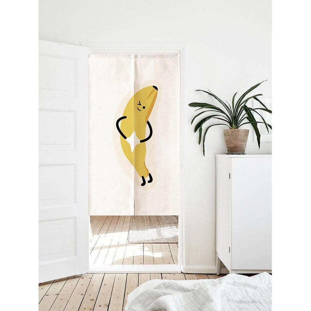 Hand Drawn Naughty Banana Art Print Doorway Curtain Noren image 0