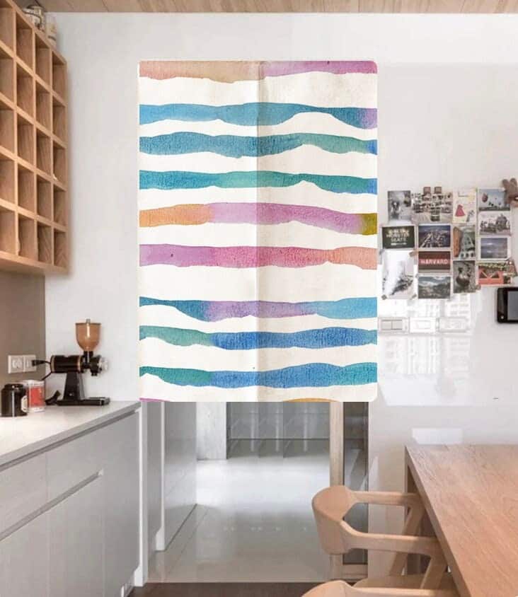 Romantic Watercolor Tropical Line Art Doorway Curtain Noren image 0