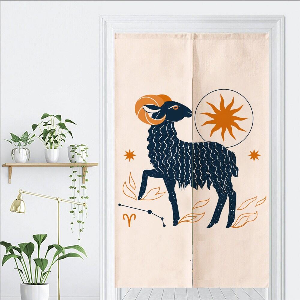 Aesthetic Zodiac Art Print Doorway Curtain Noren image 1