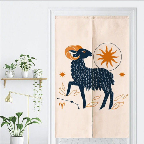 Aesthetic Zodiac Art Print Doorway Curtain Noren image 1