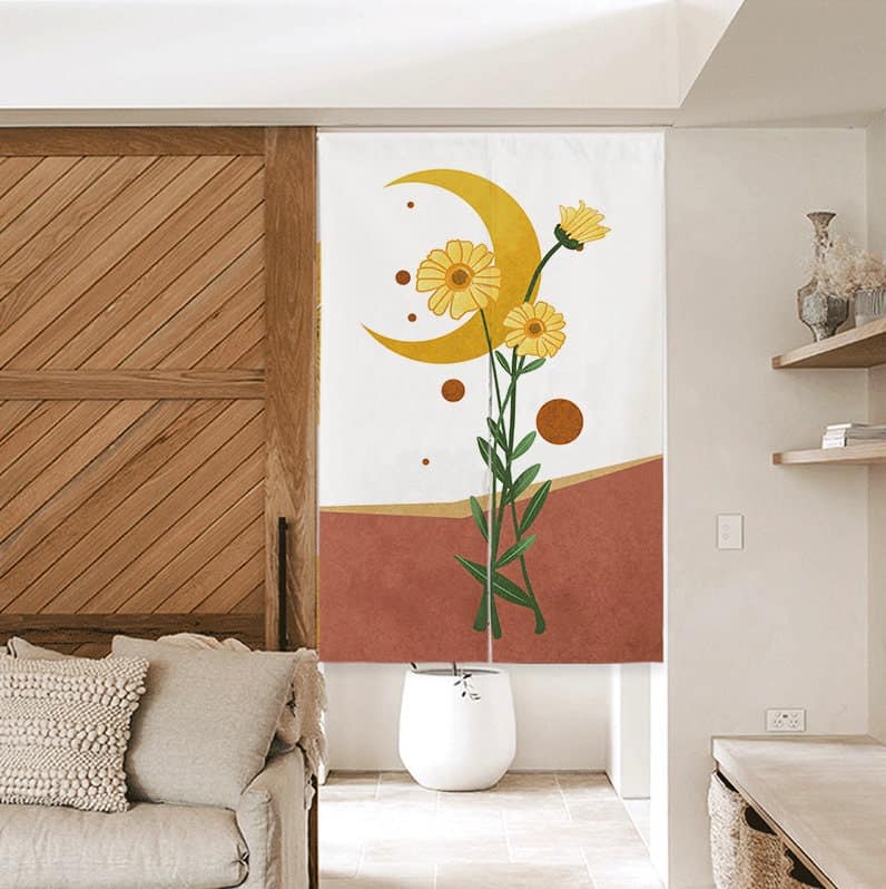 Oil Painting  Sunflower Doorway Noren Curtain image 0