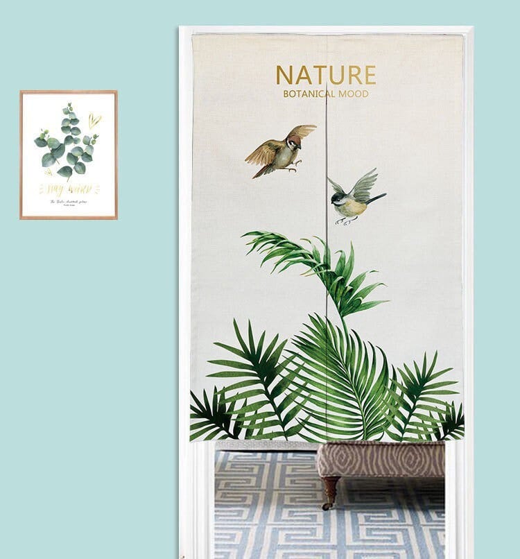 Watercolour Kentia Palm Painting Doorway Noren Curtain image 0