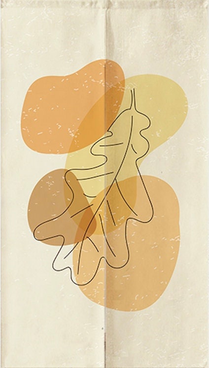 HandDrawn Yellow Color Shades Leaf Doorway Noren Curtain image 1