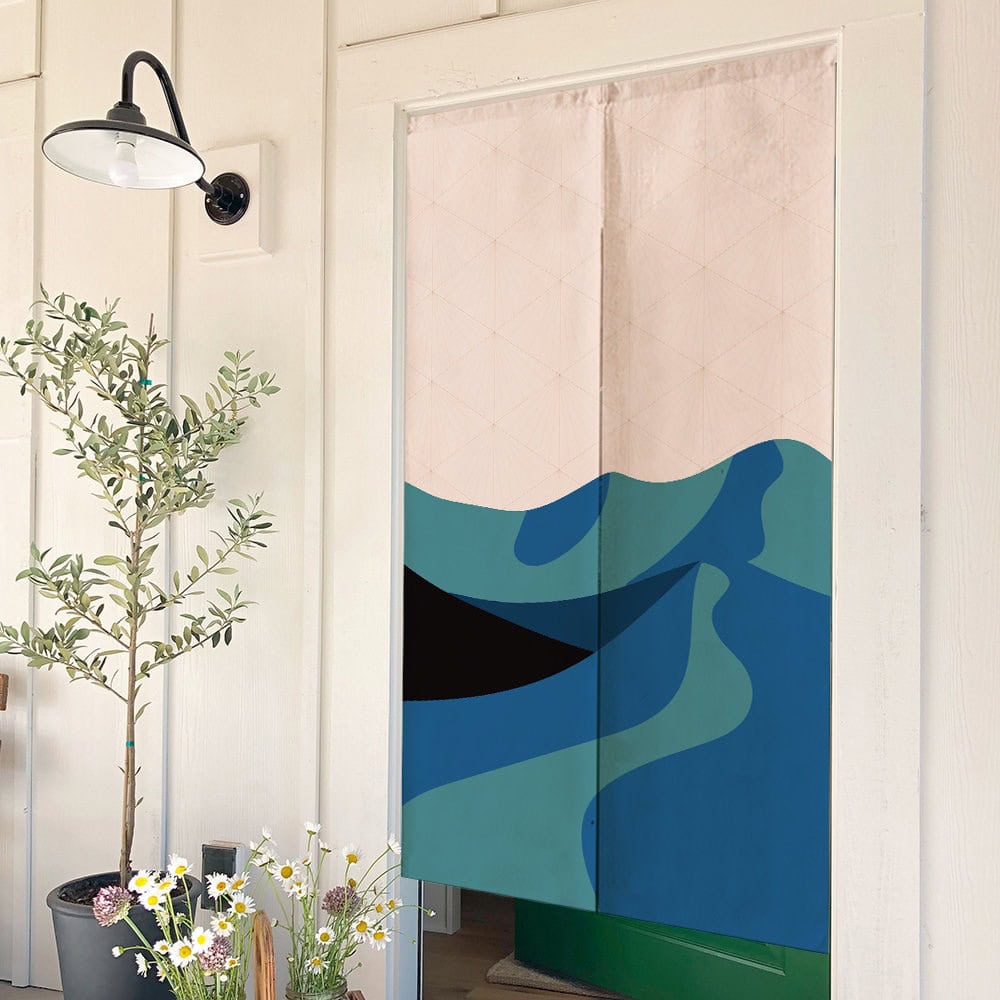 Green landscape painting Doorway Noren Curtain image 5
