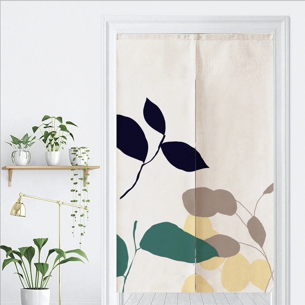 Watercolour Eucalyptus Leaves Doorway Noren Curtain image 1