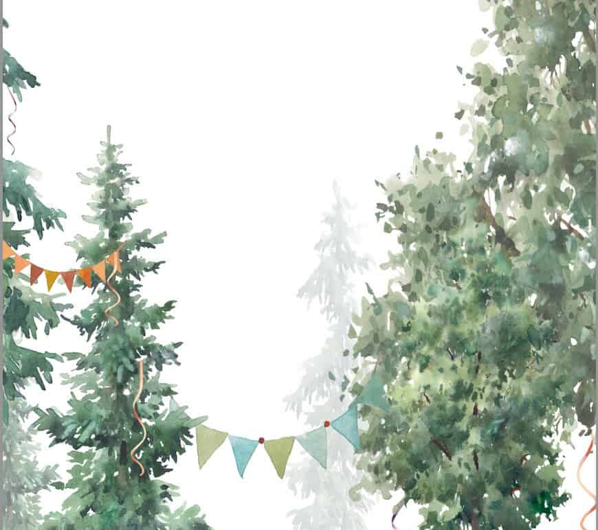 Celebration in Forest Doorway Noren Curtain image 1